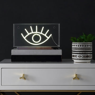 Eye 11.8" Contemporary Glam Acrylic Box USB Operated LED Neon Light - JONATHAN Y
